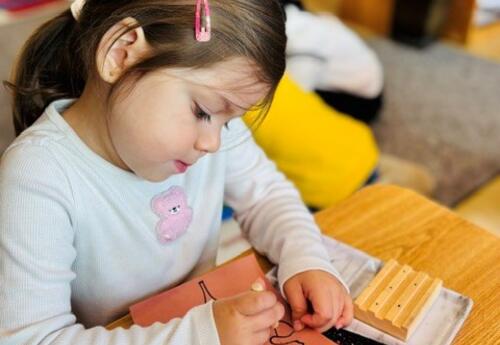 A student completes a writing assignment.