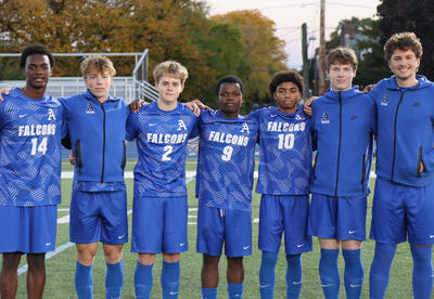 Group photo of the seniors on the soccer team