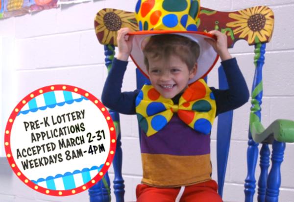 Pre-K Lottery Applications accepted March 2nd to 31st weekdays 8am to 4pm