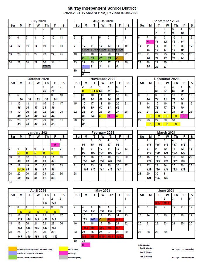 Murray Board of Education Approves MISD 20-21 Calendar | Murray