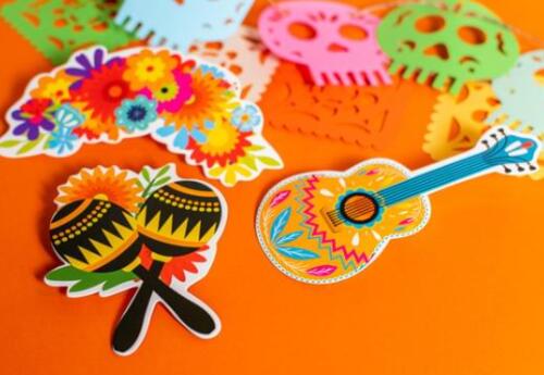 Orange Background and Hispanic celebration items