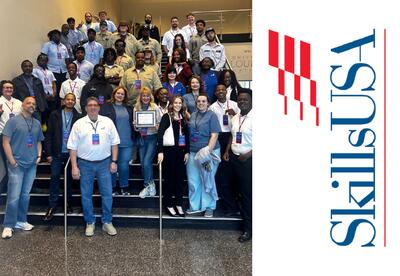 Group photo and SkillsUSA logo