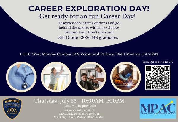 Monroe Police Department, MPAC, and LDCC to Host Career Exploration Day