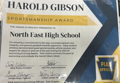 Harold Gibson Sportsmanship Award for Swim Team