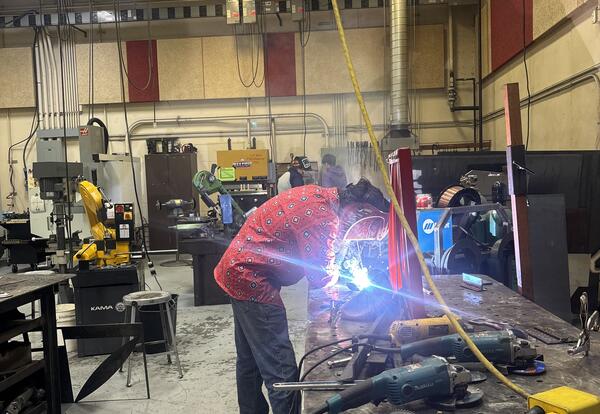 student in welding class