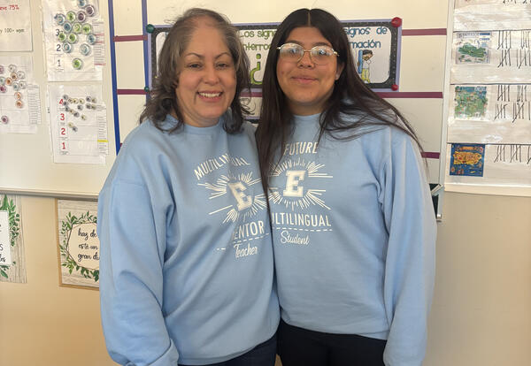 Marisela Santillan and student Haley Gonzalez connect through the Future Bilingual Educators program, building a pathway toward future careers in education.