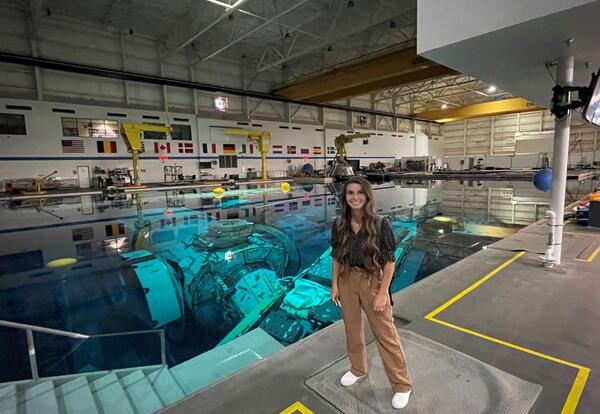 Eastmont alum Jenae Bickford training at NASA’s Neutral Buoyancy Lab in Houston, where astronauts rehearse spacewalks underwater.