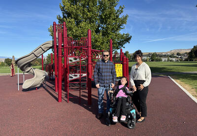 Building trust, from the ground up: Kimie, Nicholas, and 5th grader Amelia Nova at the Clovis Point Elementary playground.