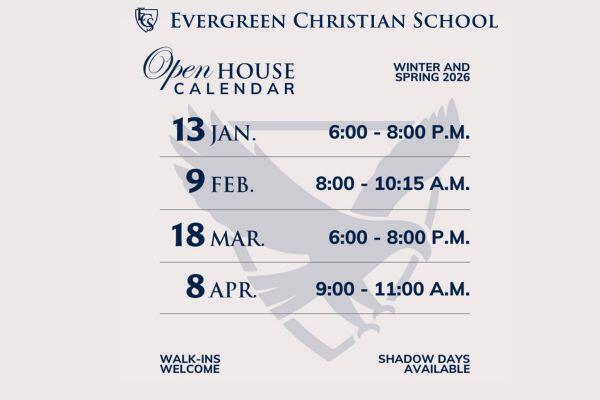 Open House Events 2026 | Evergreen Christian School