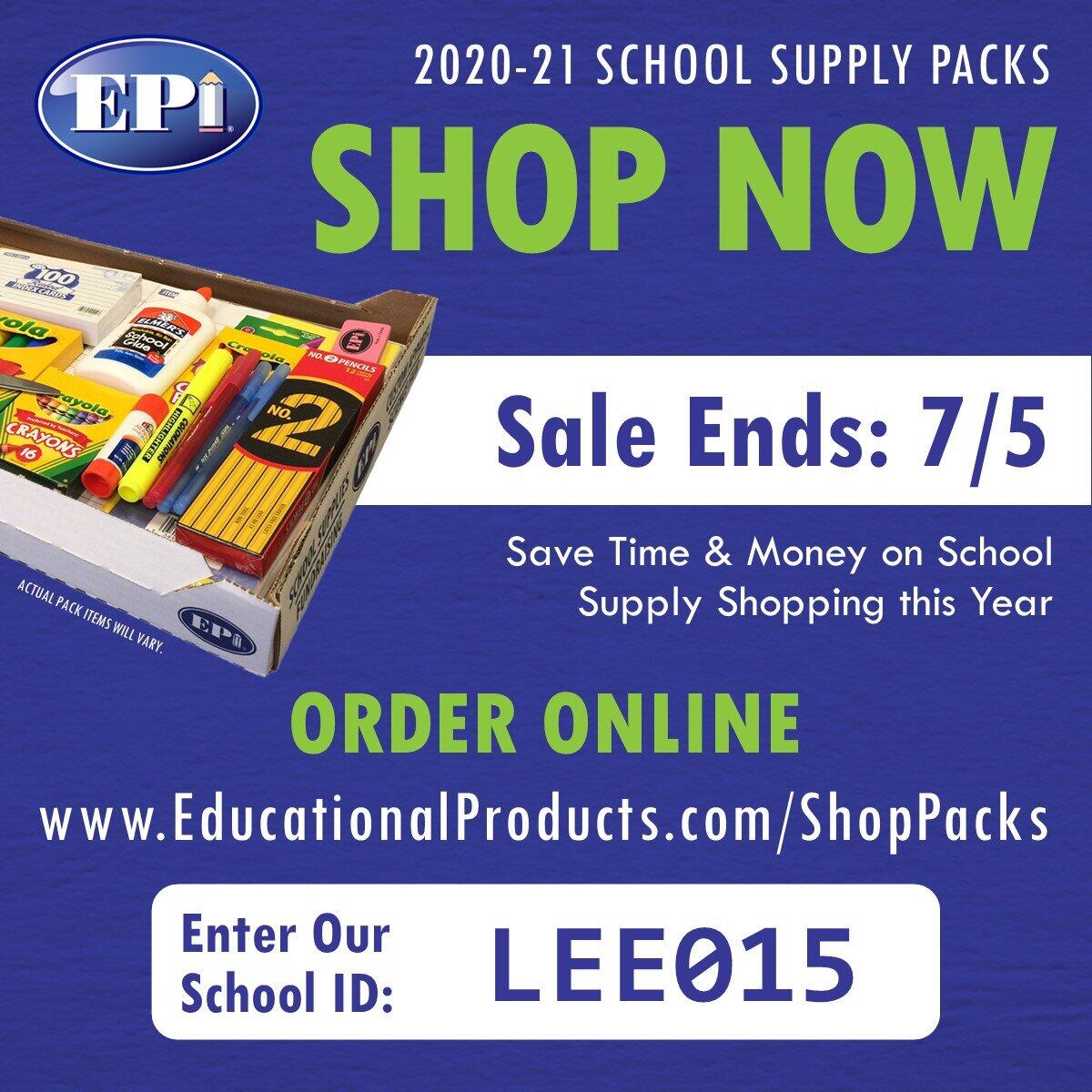 20202021 EPI School supplies Lee Academy
