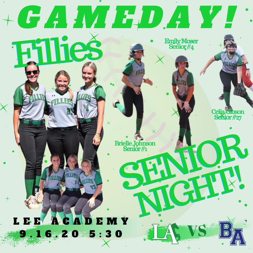 SENIOR Softball Night TONIGHT! Lee Academy