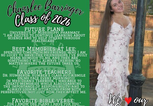 Senior Spotlight 2026- Chanslee Barringer