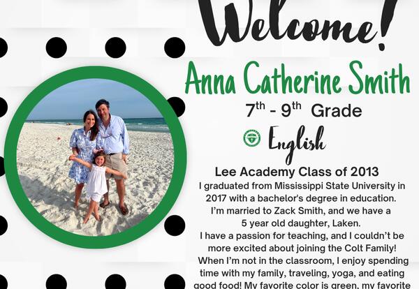 Welcome NEW English Teacher, 7th-9th Grades