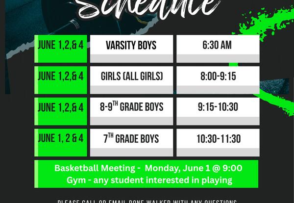 2026 Summer Workout Schedule