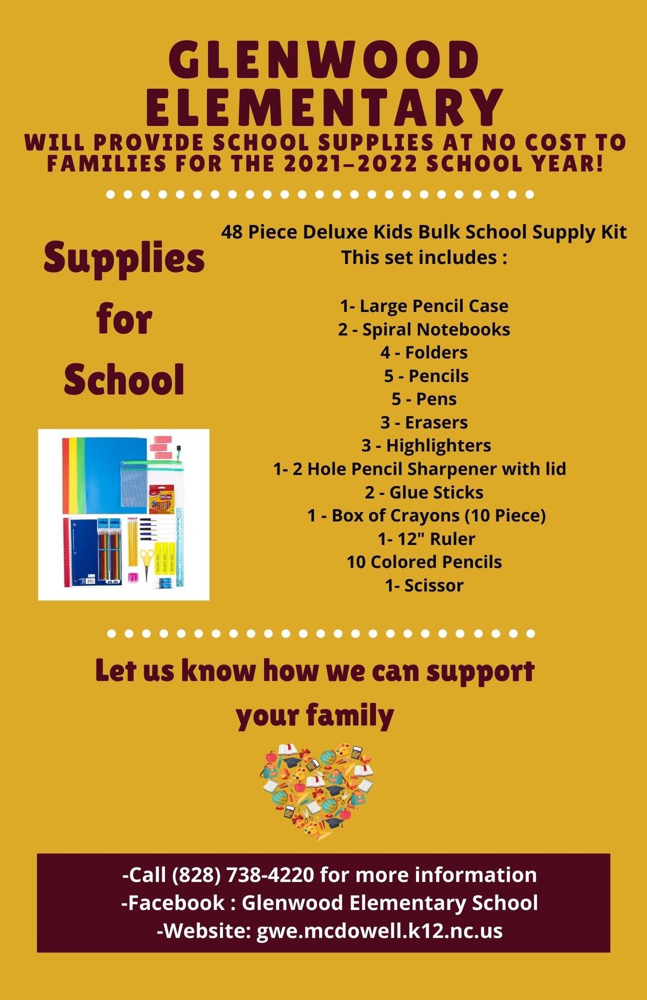 School Supplies 2122 Glenwood Elementary School