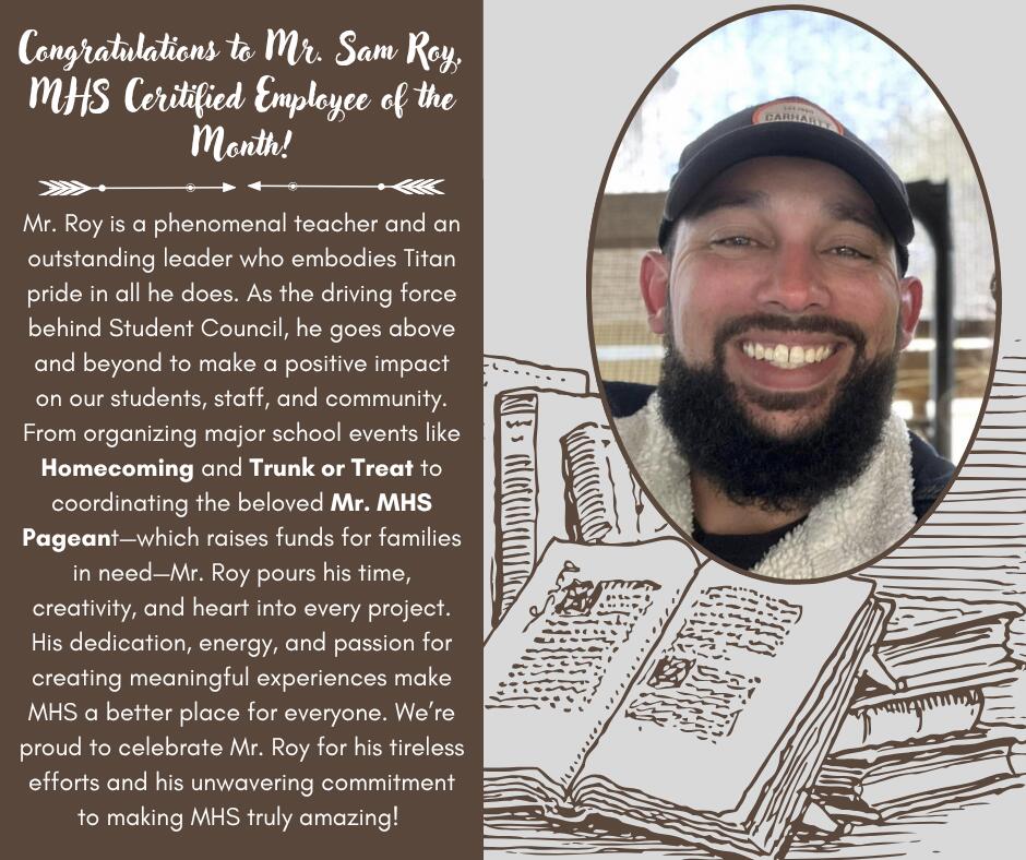 Mr. Sam Roy- MHS Employee of the Month! | McDowell High School