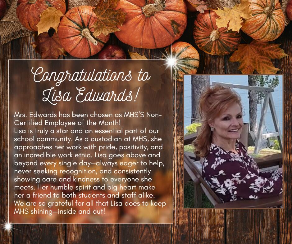 Lisa Edwards, MHS Non-Certified Employee of the Month! | McDowell High ...