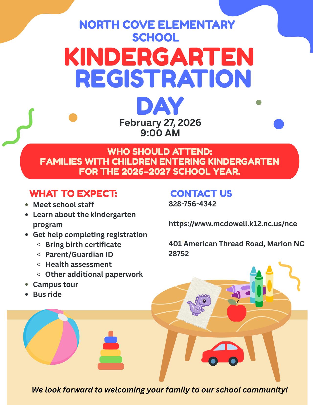 North Cove Kindergarten Registration | North Cove Elementary School
