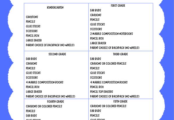 School Supply List