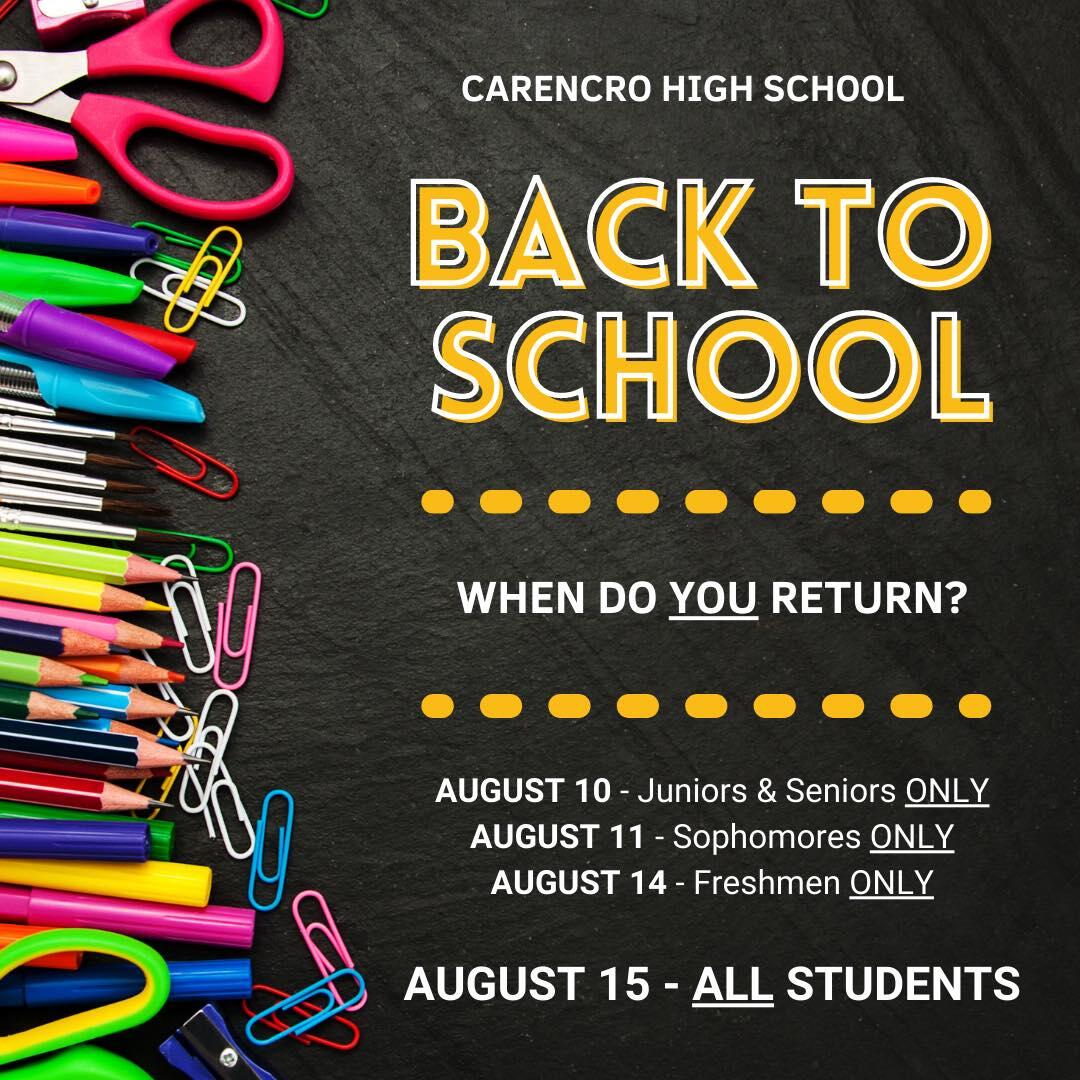 2324 Back to School Dates Carencro High School