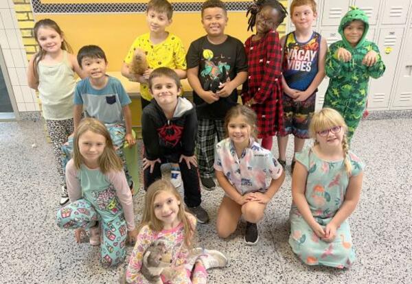 Students wearing pajamas at school