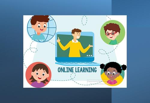 Online Learning Picture of Kids and Teacher