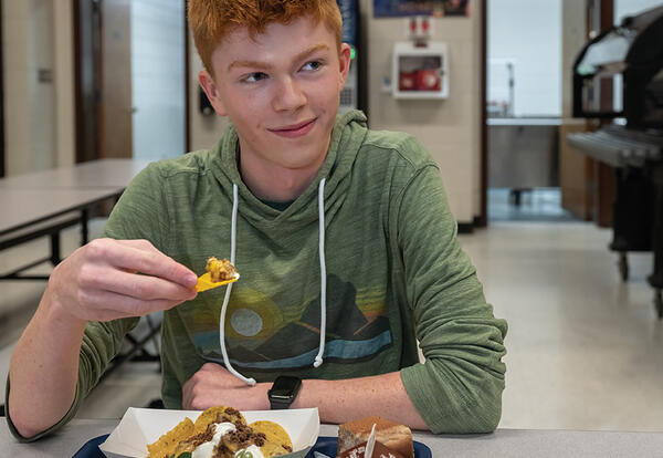 DHS Student during lunchtime at the cafeteria