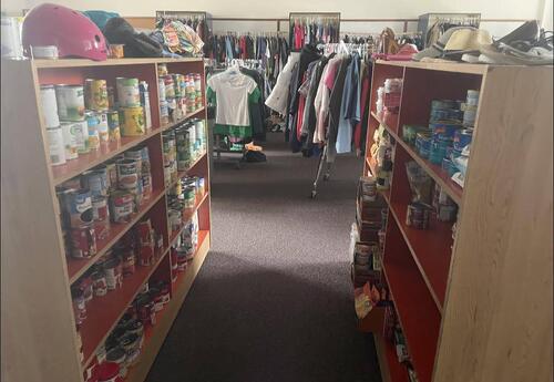 Picture of the DPS Pantry full of food and clothing items