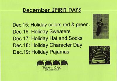 Spirit Days Activities for December 2025
