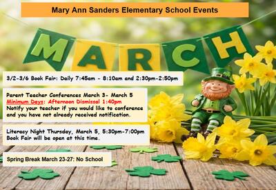 M.A. Sanders Events for March, 2026