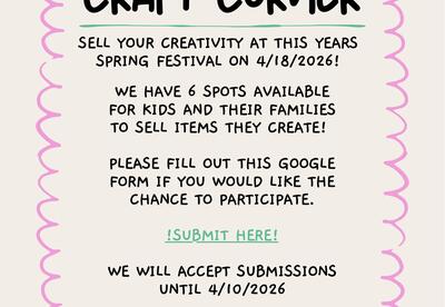 Sell your stuff at the Kids Craft Corner!
