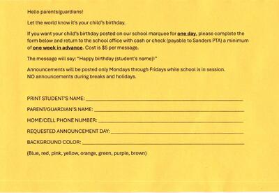 Add your child's birthday to the marquee