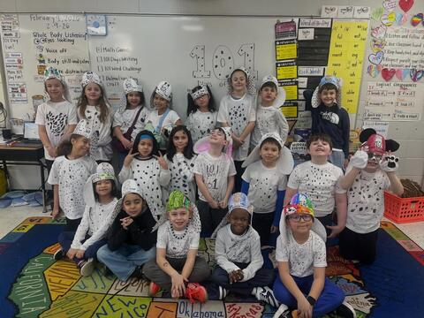 Students all smiles for the 101st Day of School