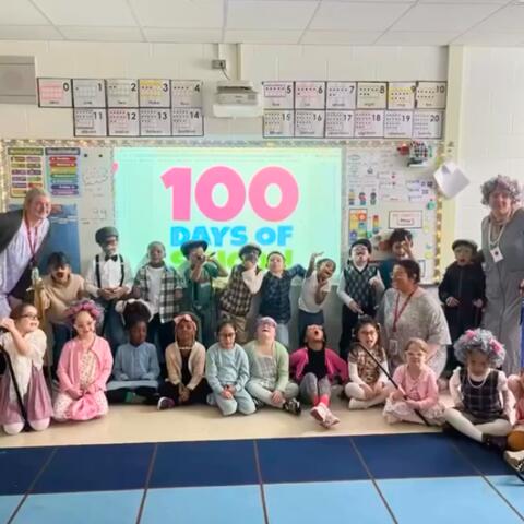 Class celebrating 100 days of learning!