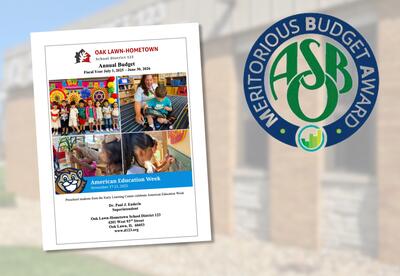 District office in background with budget cover sheet and ASBO's MBA logo