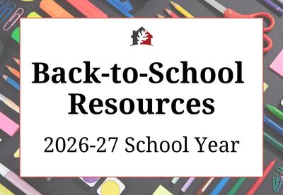 School Supply Background with text that reads "Back to School Resources, 2026-27 School Year."