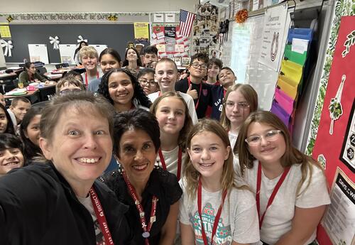 6th grade students and math teachers excited for the beginning of the school year