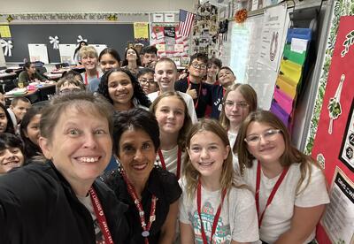 6th grade students and math teachers excited for the beginning of the school year