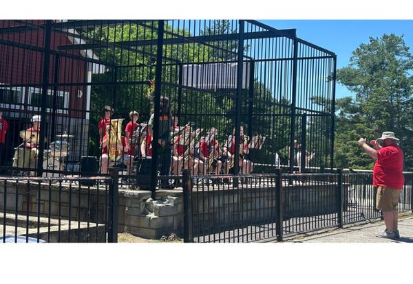 HMS band in cage at Benson Park