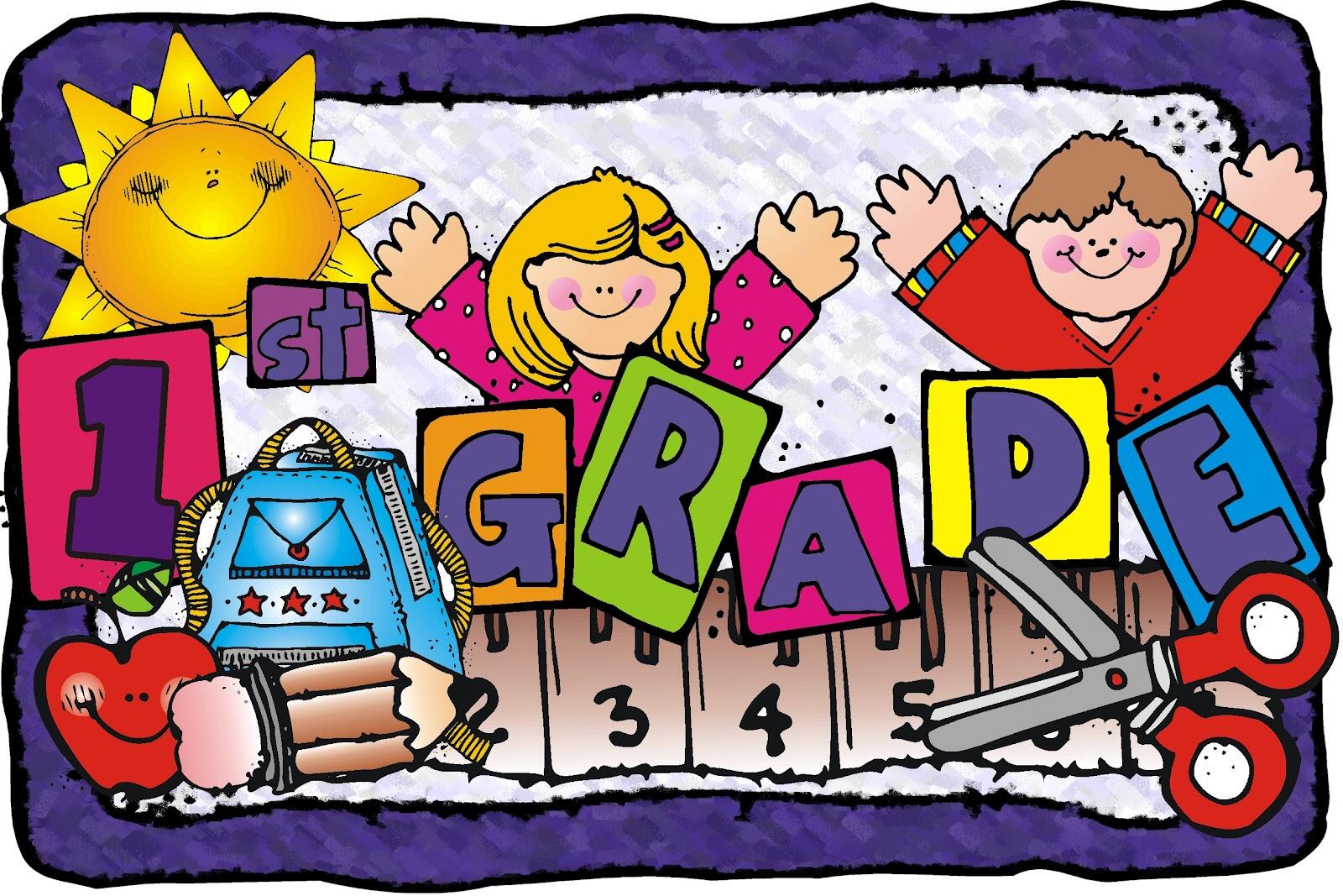Cartoon image of first grade children
