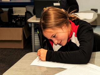 Student working at desk