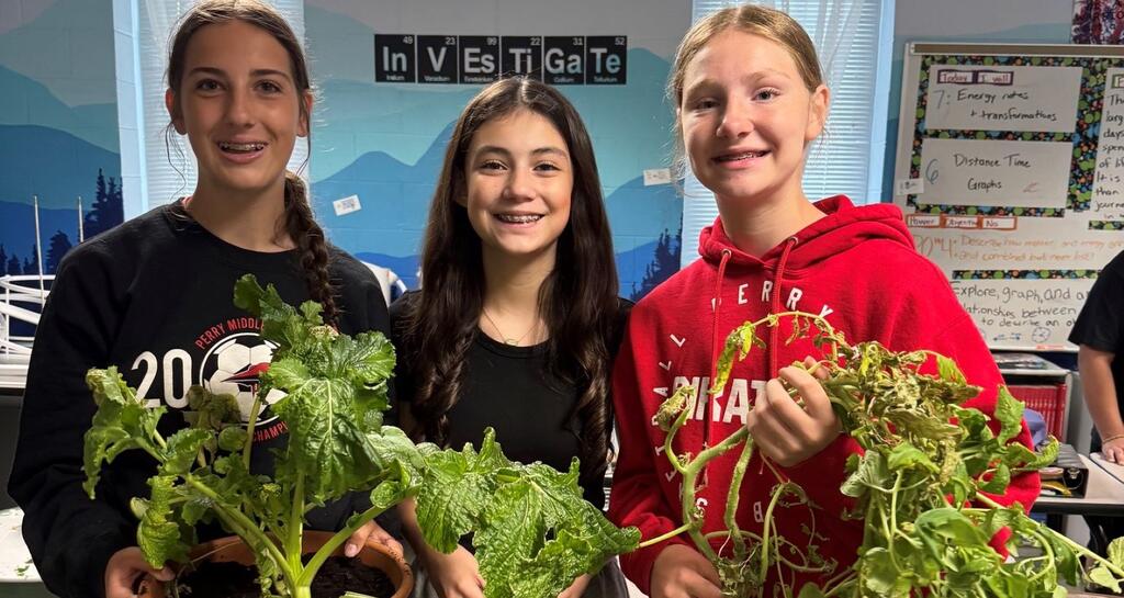 Students with plants