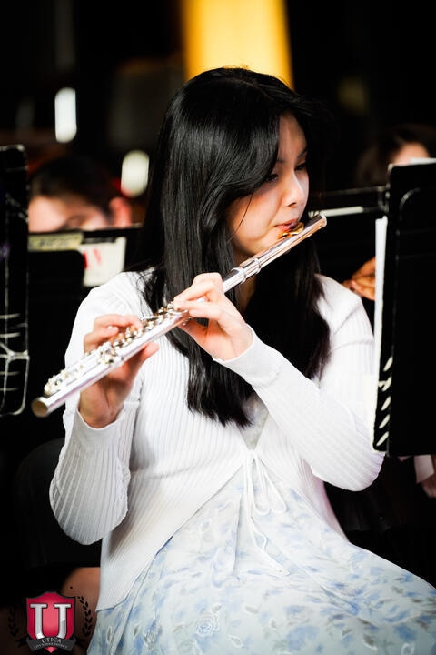 Student playing the flute