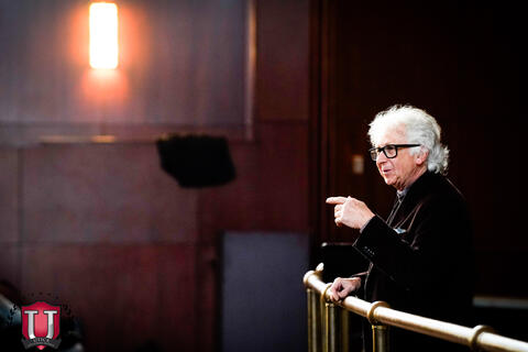 Instructor talking to crowd