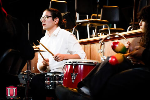 Percussion playing their instruments