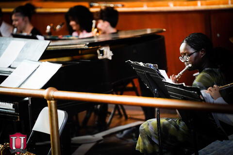 Student playing the flute