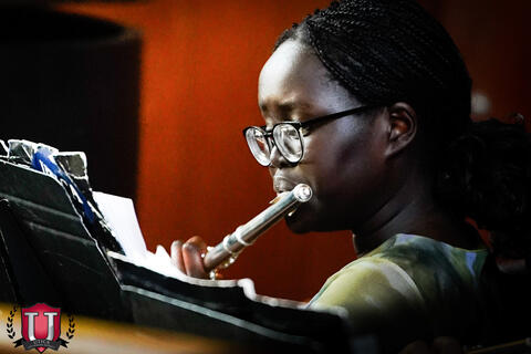 Student playing the flute