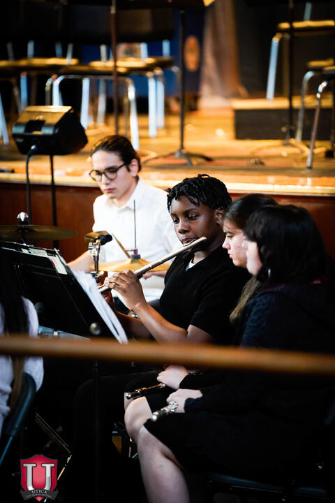 Student playing the flute