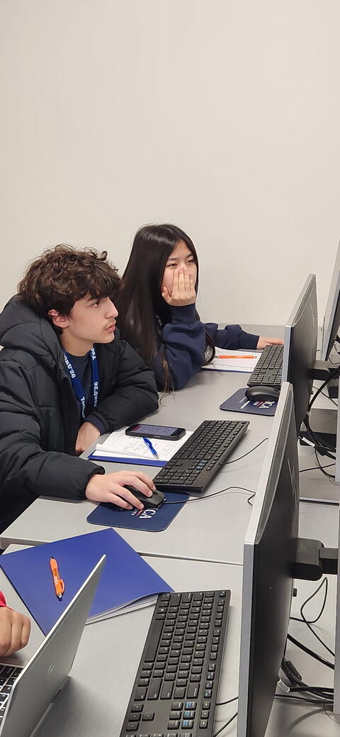 Student working on computer