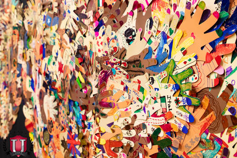 Wall Display of many cultured handprints